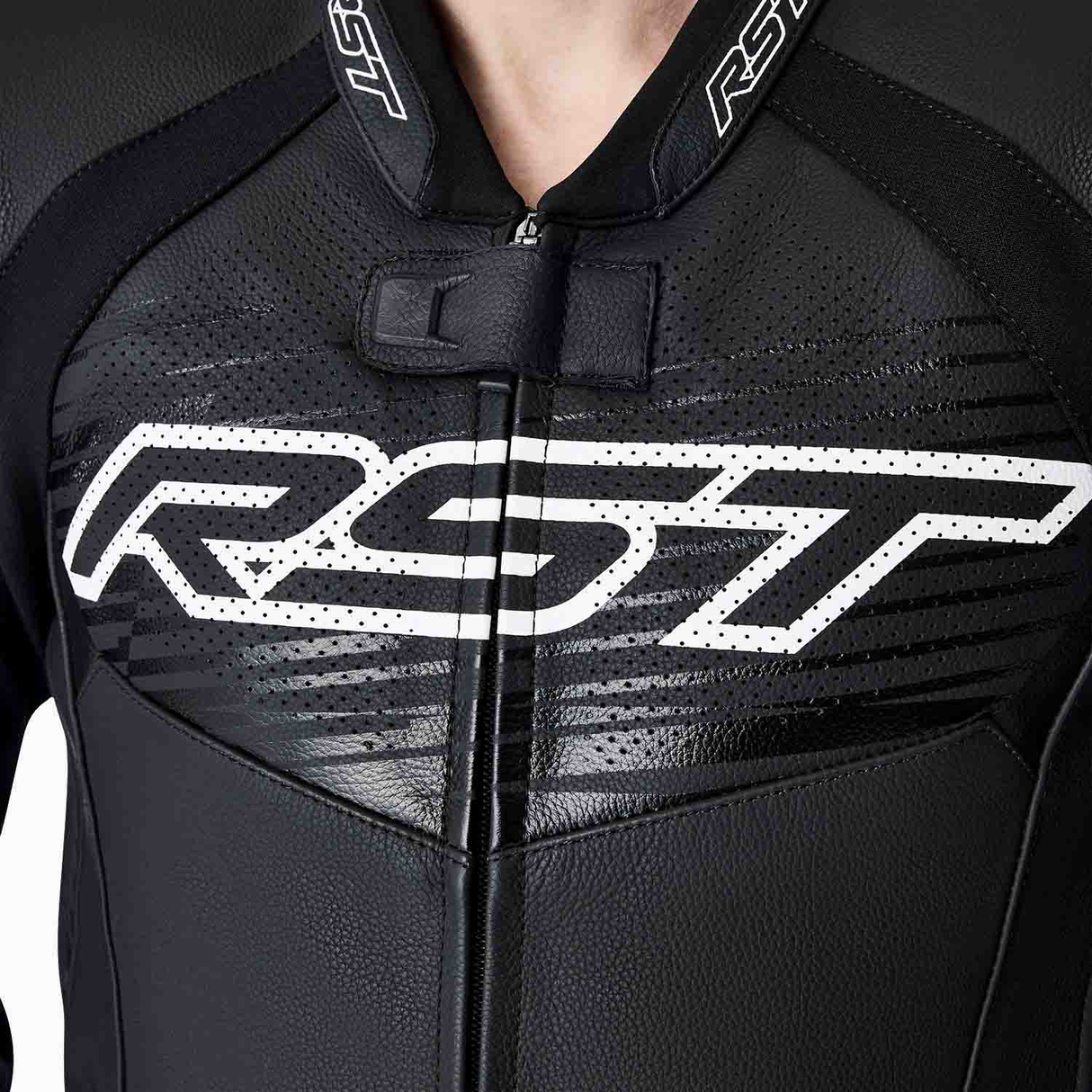 RST Tractech Evo D3O Motorcycle Leather Jacket - Black & White