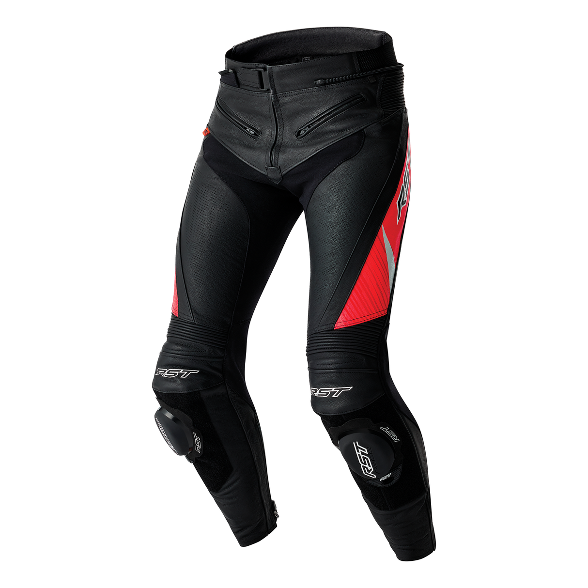 RST Tractech Evo D3O Motorcycle Leather Pants - Black & Red
