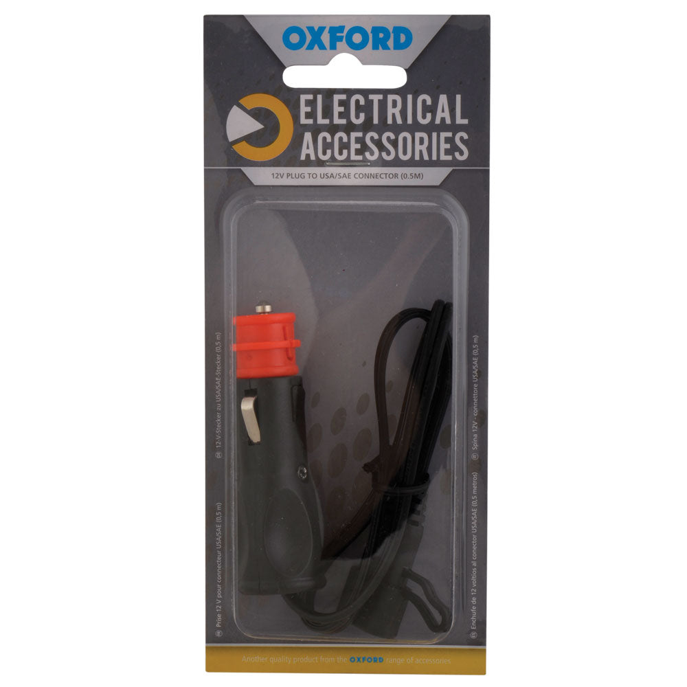 Oxford EL106 Motorbike Motorcycle 12V Plug To USA/ SAE Connector 0.5mtr Lead