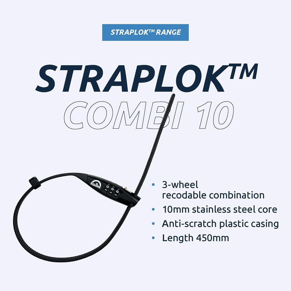 Squire STRAPLOK Combi 10 Bike Ultra Lightweight Lock 10mm Stainless Steel