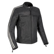Oxford Bladon Leather Motorcycle Jacket Black Vintage Retro Stripe