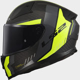 LS2 FF811 Vector II Carbon Grid Matt Black Hi-Vis Yellow Motorcycle Helmet