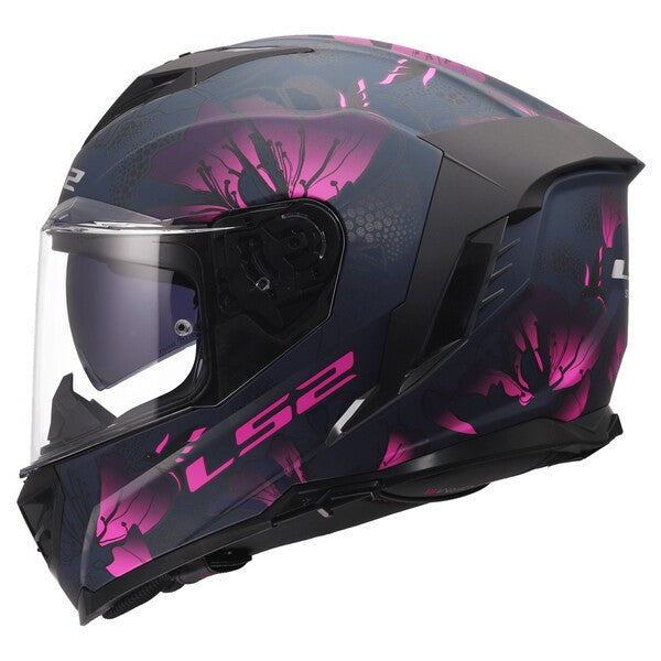 LS2 FF818 Storm III Matt Burst Black Pink Motorcycle Helmet Flower Womens