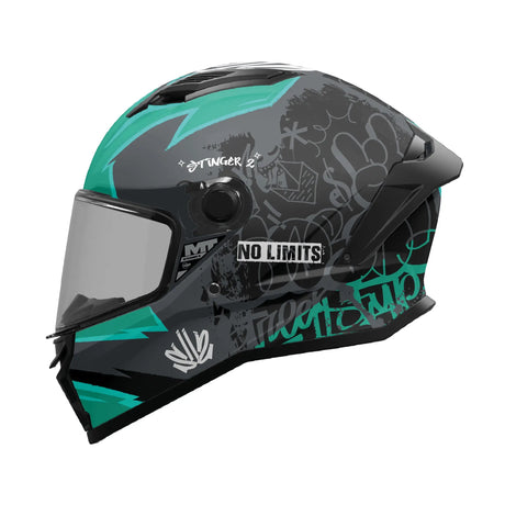 MT Stinger 2 Tagger Motorcycle Full Face Helmet Matt Black Green