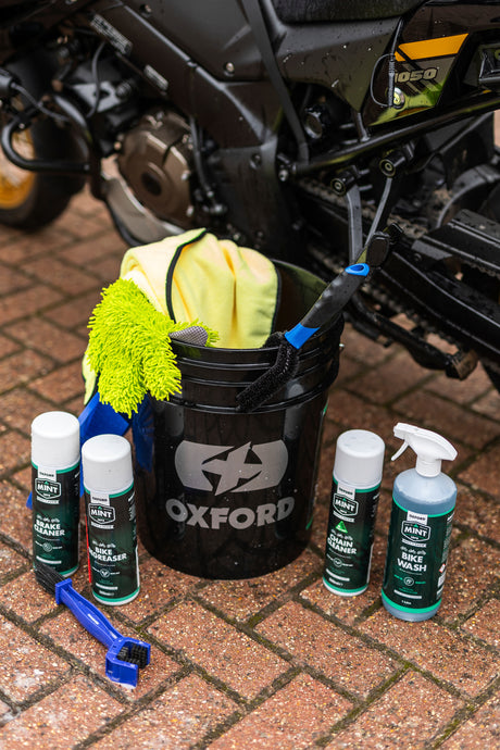 Oxford Mint Motorcycle Cleaning Bucket Cleaner Brush Glove Towel Kit XL