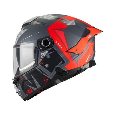 MT Thunder 4 R Canvas Motorcycle Full Face Helmet Matt Black Red
