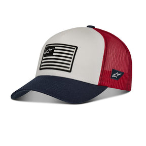 Alpinestars Flag Snapback Hat Baseball Cap White Blue Red