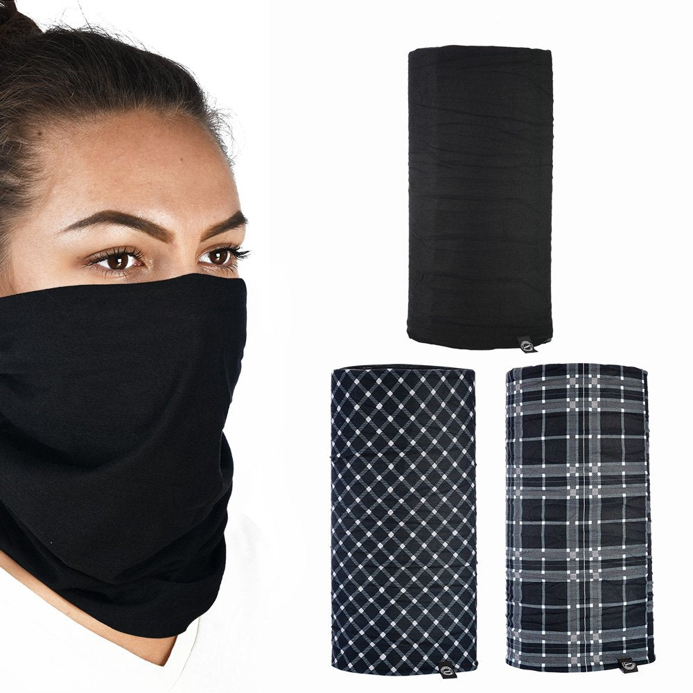 Oxford Comfy Neck Tube Base Layers Black White Tartan 3 Pack
