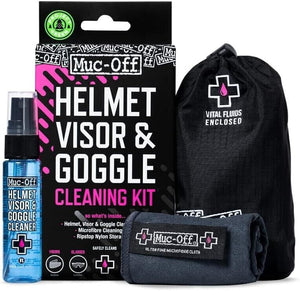 Muc Off V2 Helmet Visor Goggle Cleaner Microfibre Cloth Cleaning Kit with Bag