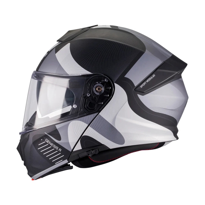 MT Genesis R SV Lancer Matt Black Grey Motorcycle Flip Front Helmet