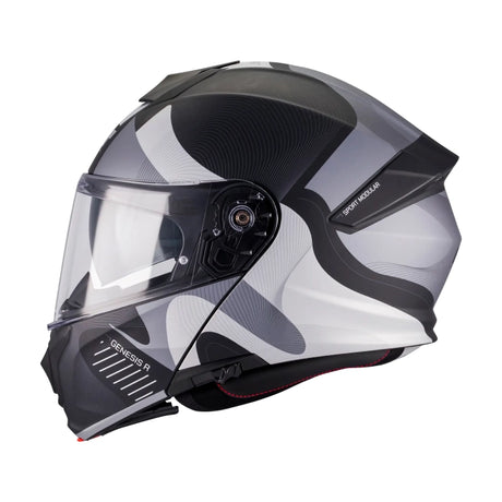MT Genesis R SV Lancer Matt Black Grey Motorcycle Flip Front Helmet