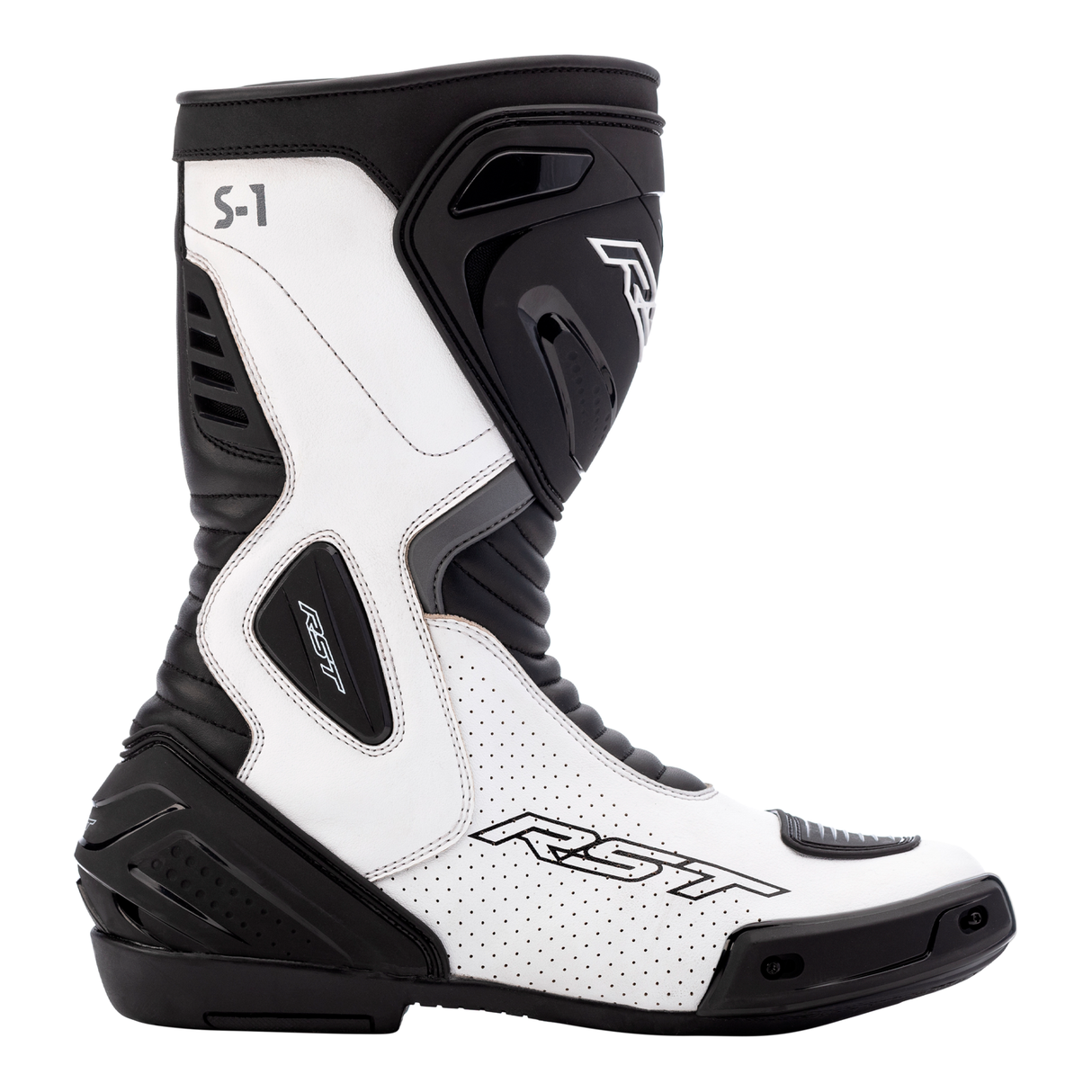 RST S1 Mens CE Motorcycle Boots White Black