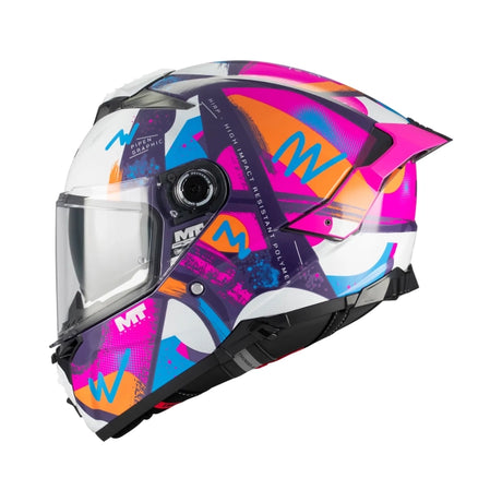 MT Thunder 4 R Pipen Motorcycle Full Face Helmet Gloss Pink White