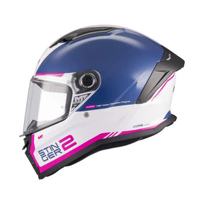 MT Stinger 2 Core Motorcycle Full Face Helmet Gls Navy White Pink
