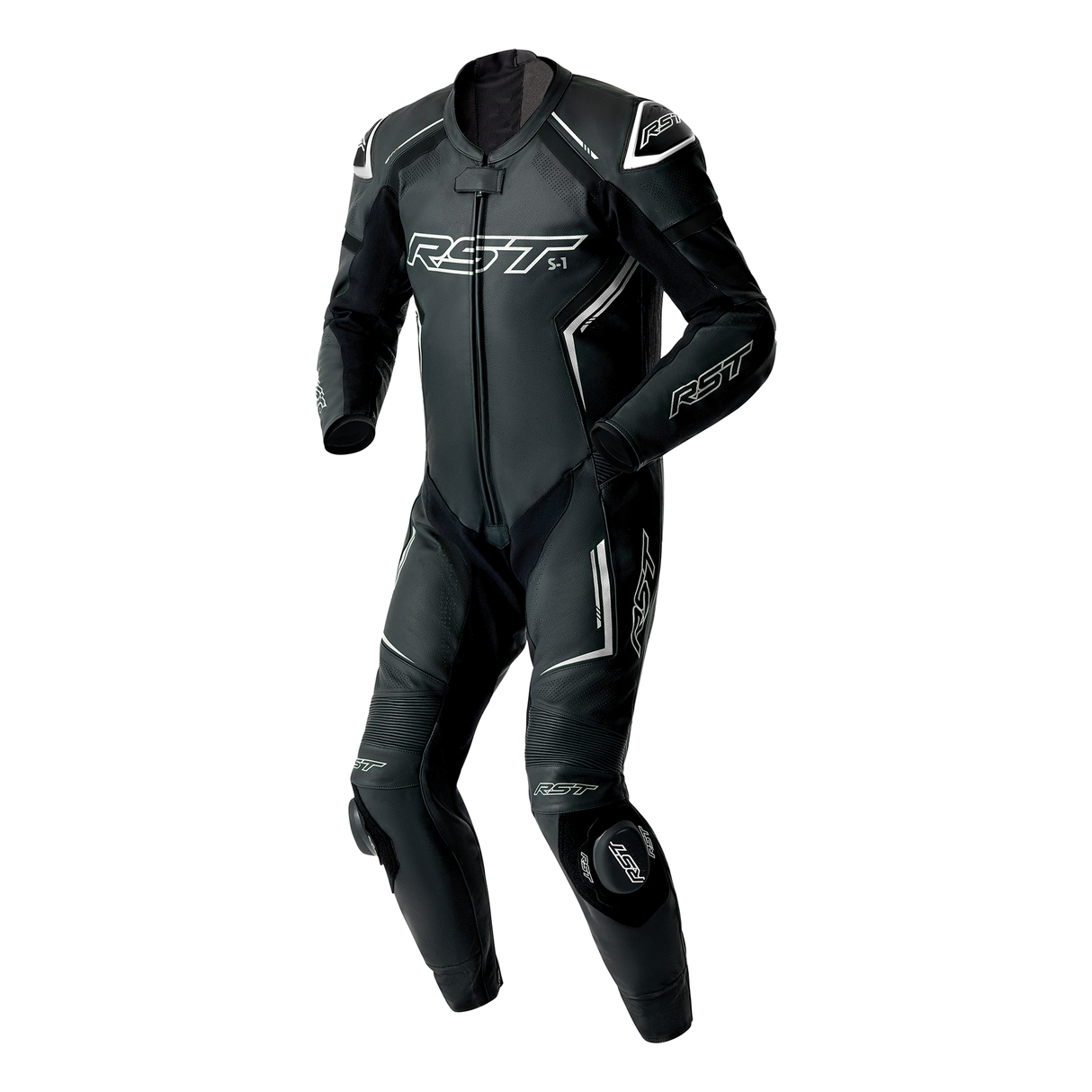 RST S1 D3O CE One Piece Motorcycle Leather Suit Black / Black / White