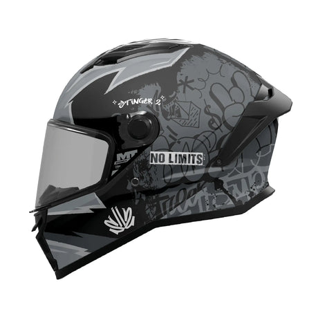 MT Stinger 2 Tagger Motorcycle Full Face Helmet Matt Grey Black