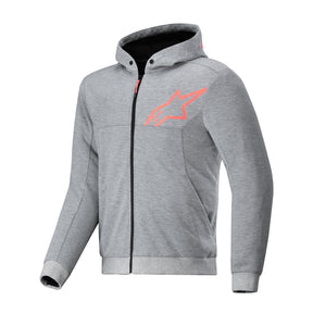 Alpinestars Chrome V2 Sport Men’s Motorcycle Armoured Hoodie Grey Heather / Red Fluo