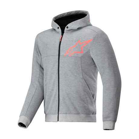 Alpinestars Chrome V2 Sport Men’s Motorcycle Armoured Hoodie Grey Heather / Red Fluo