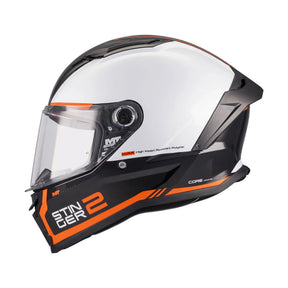 MT Stinger 2 Core Motorcycle Full Face Helmet Gls Black White Orange