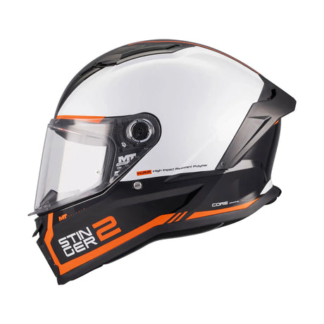 MT Stinger 2 Core Motorcycle Full Face Helmet Gls Black White Orange