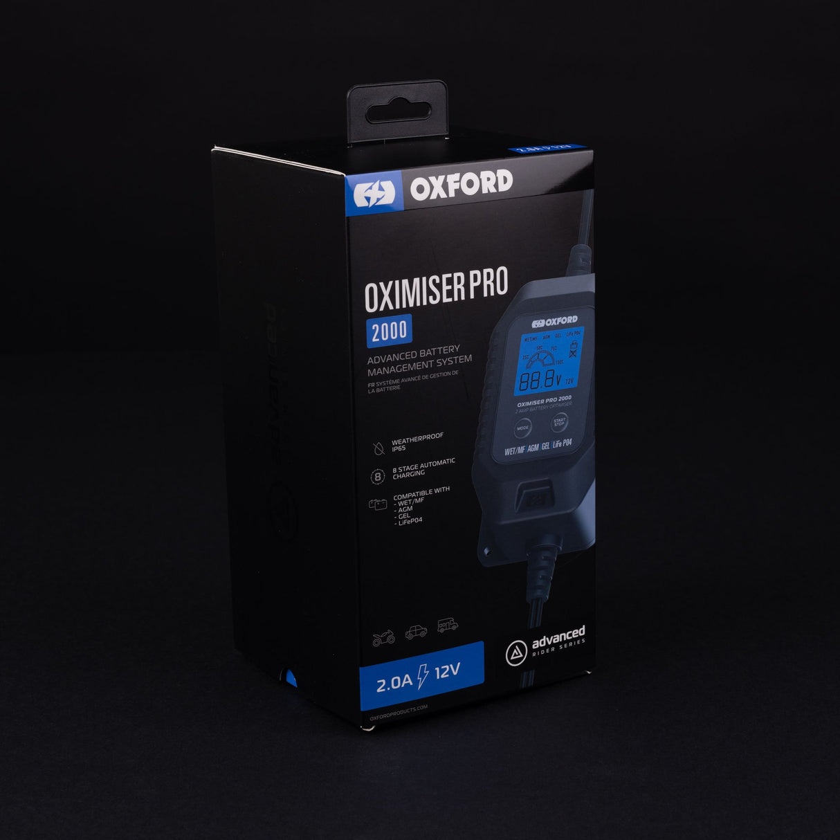 Oxford EL203 Oximiser Pro 2000 Motorcycle Car Motorhome Battery Charger Optimiser Kit UK Model 2A 12V