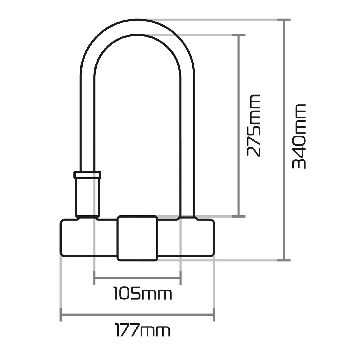 Oxford LK225 Magnum Duo Motorcycle U-lock With Bracket & Cable 177 x 340mm