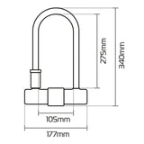 Oxford LK224 Magnum Motorcycle U-lock With Bracket 177 x 340mm