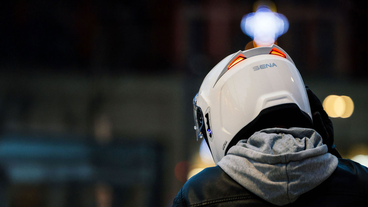 Sena Phantom ANC Smart Mesh Wave Intercom Motorcycle Full Face Helmet White