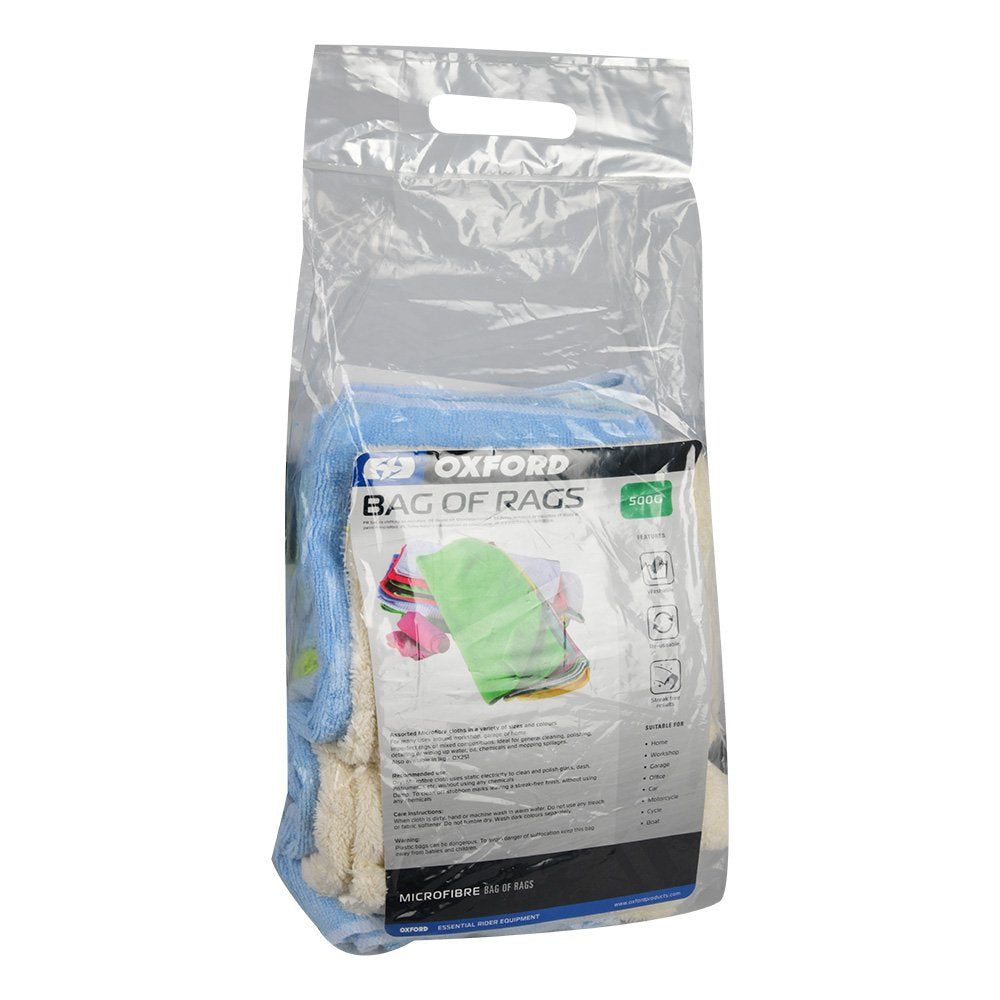 Oxford OX250 Microfibre Motorcycle Polishing Cleaning Cloths Bag of Rags 500g