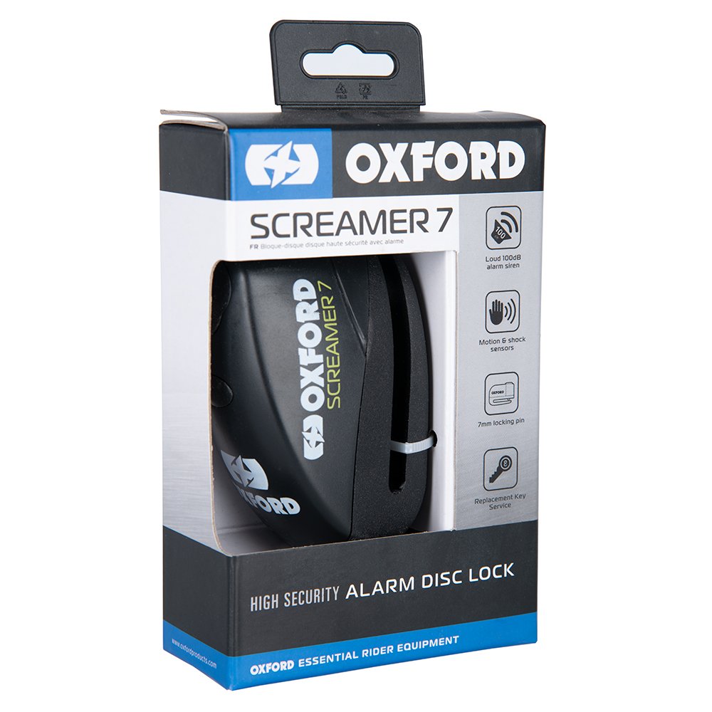 Oxford LK289 Screamer 7 Motorcycle Alarm Disc Lock 100dB Black