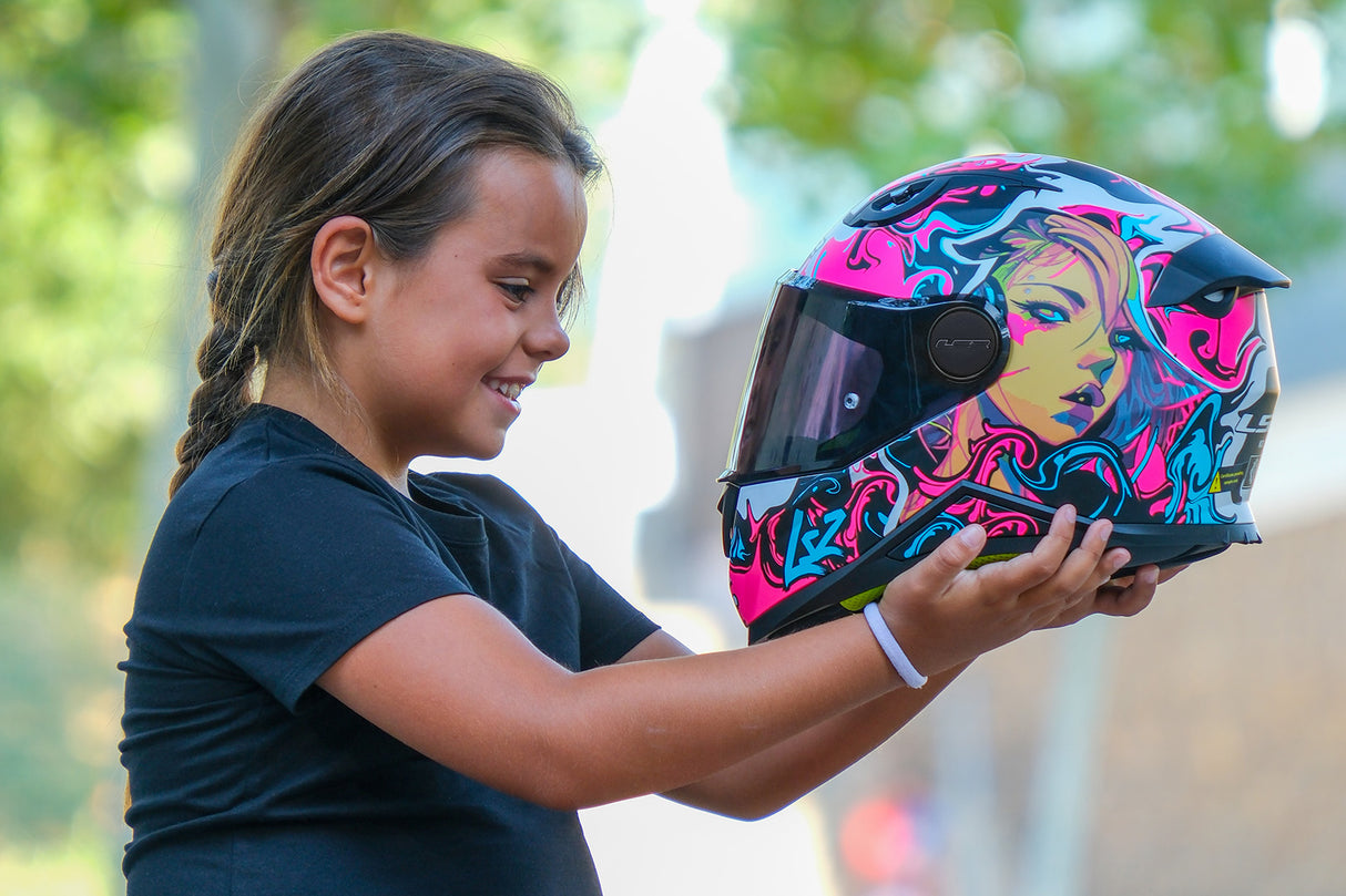 LS2 FF812 KID Cyberg Purple Cyan Junior Kids Motorcycle Helmet