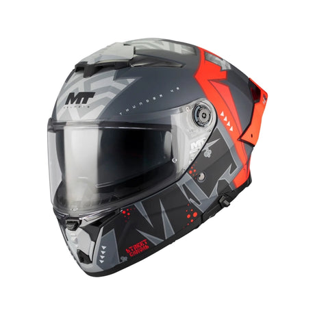 MT Thunder 4 R Canvas Motorcycle Full Face Helmet Matt Black Red