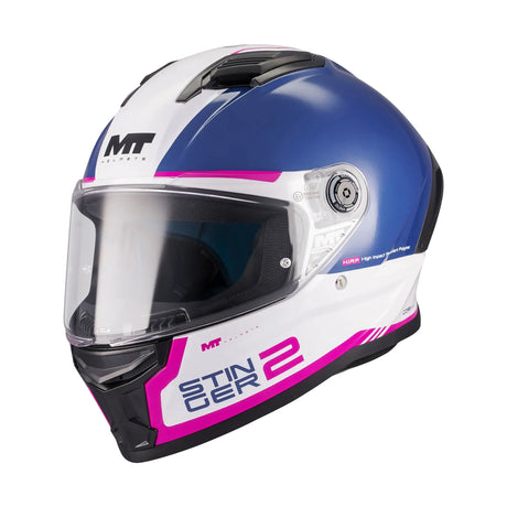 MT Stinger 2 Core Motorcycle Full Face Helmet Gls Navy White Pink