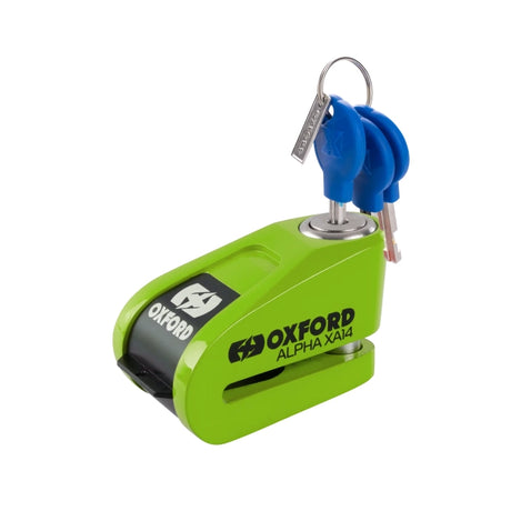 Oxford LK912 Alpha XA14 Motorcycle Alarm Motorbike Disc Lock Green