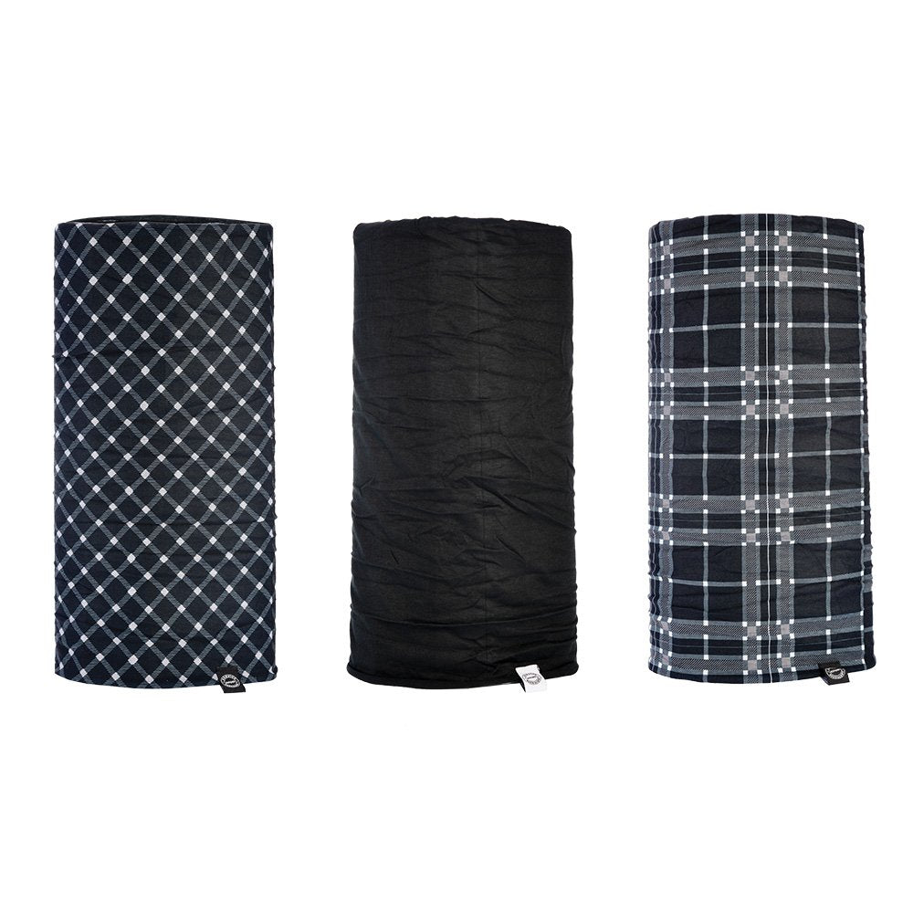 Oxford Comfy Neck Tube Base Layers Black White Tartan 3 Pack