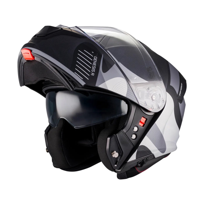 MT Genesis R SV Lancer Matt Black Grey Motorcycle Flip Front Helmet