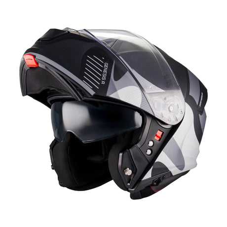 MT Genesis R SV Lancer Matt Black Grey Motorcycle Flip Front Helmet