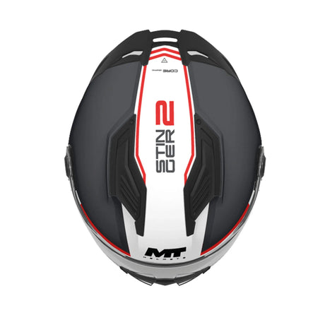 MT Stinger 2 Core Motorcycle Full Face Helmet Matt Black White Red
