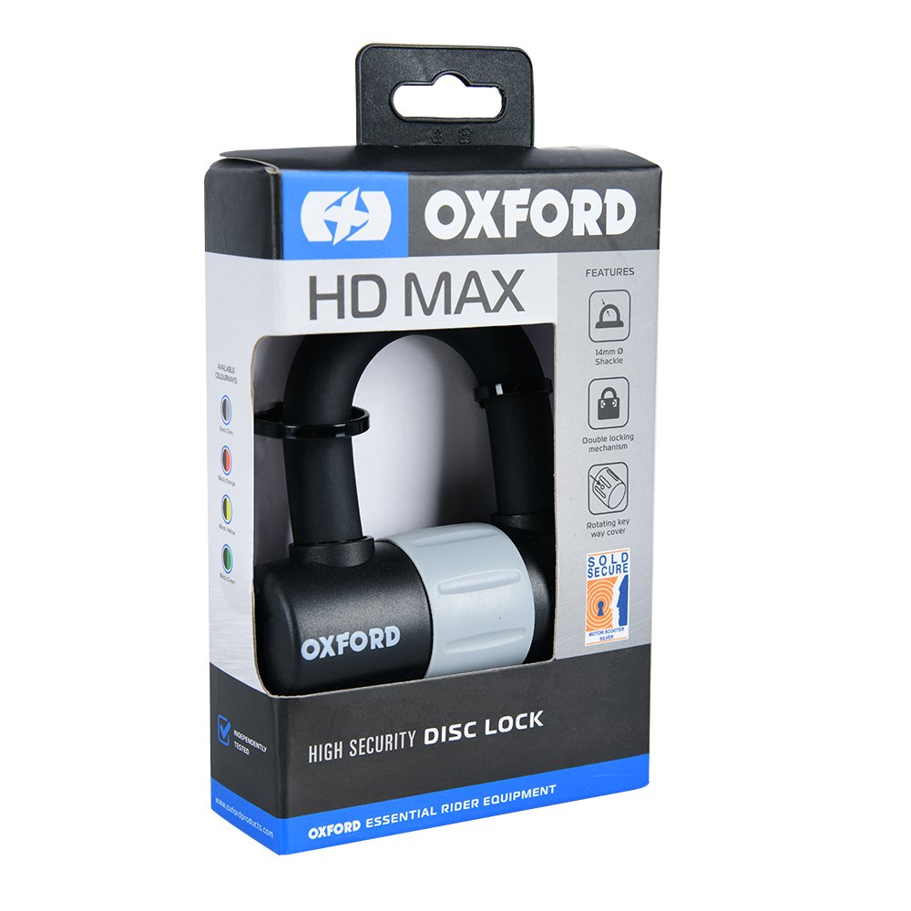 Oxford LK310 HD MAX Motorcycle Disc Lock 14mm Shackle Padlock Black