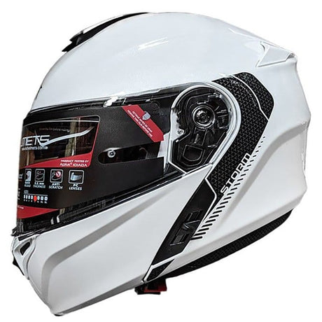 MT Storm Solid Pearl White Motorcycle Helmet Flip Front