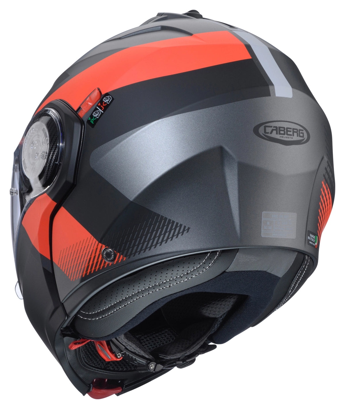 Caberg Duke Evo Indy Matt Gun Metal Fluo Red Black Motorcycle Helmet