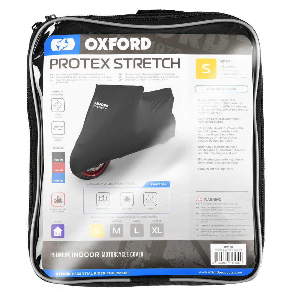 Oxford Protex Stretch Indoor Premium Stretch-Fit Black Motorcycle Cover