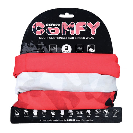 Oxford Comfy Neck Tube Base Layers Havoc Red 3 Pack