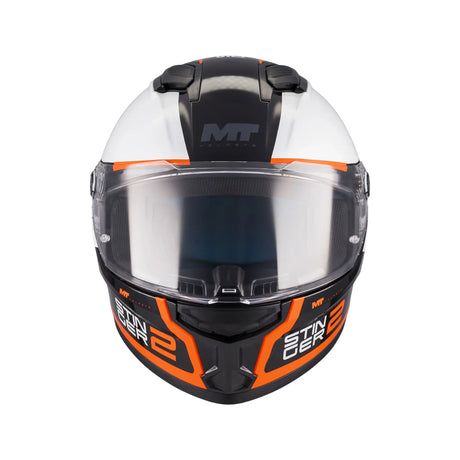 MT Stinger 2 Core Motorcycle Full Face Helmet Gls Black White Orange