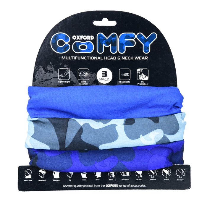 Oxford Comfy Neck Tube Base Layers Havoc Blue 3 Pack