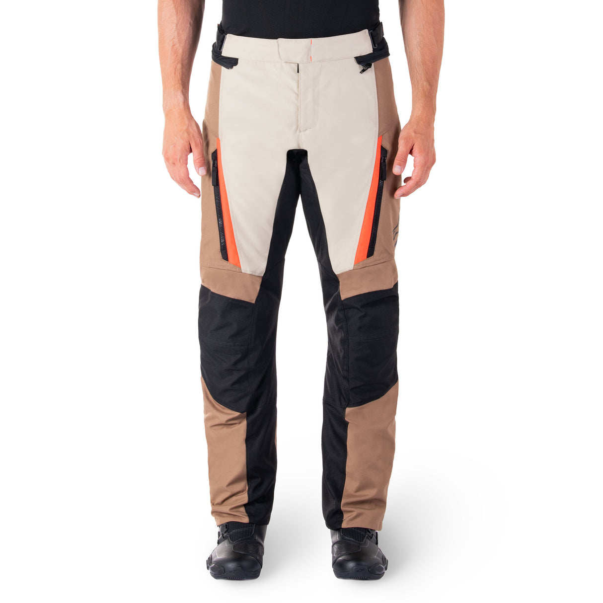 Alpinestars ST-1 Waterproof Armoured Motorcycle Trousers Khaki Black Red Fluo
