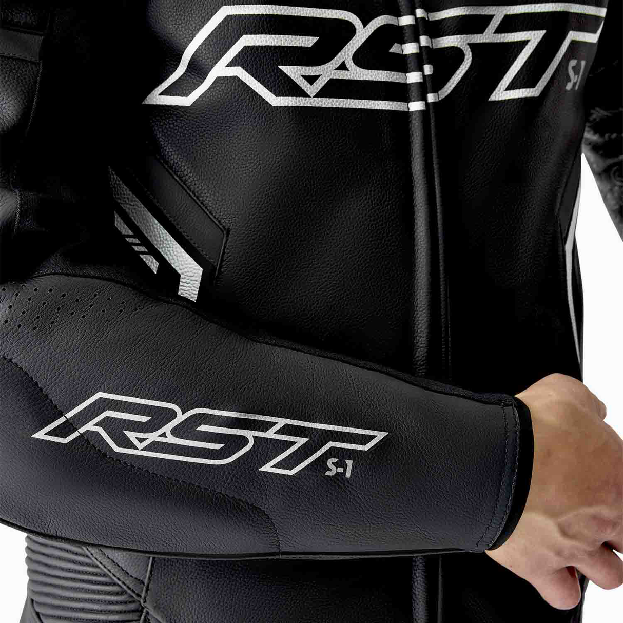 RST S1 D3O CE One Piece Motorcycle Leather Suit Black / Black / White