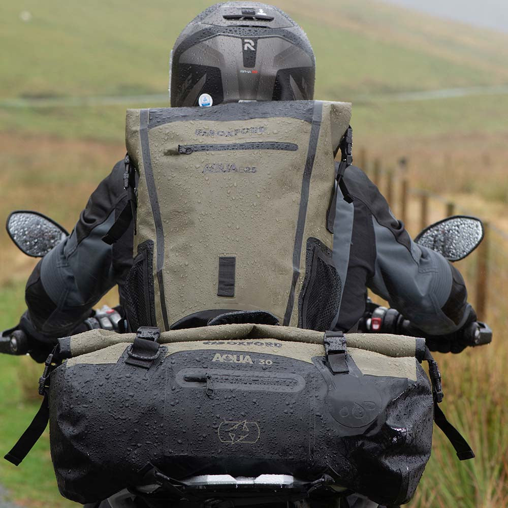 Oxford AQUA T-30 Waterproof Motorcycle Motorbike Roll Bag 30L Khaki/Black