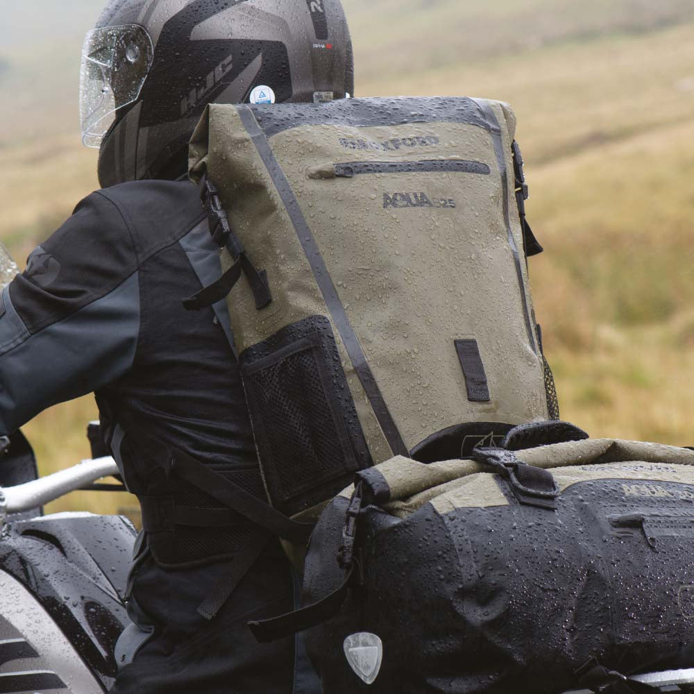 Oxford Aqua B-25 Waterproof Motorcycle Motorbike BackPack 25L Khaki/Black