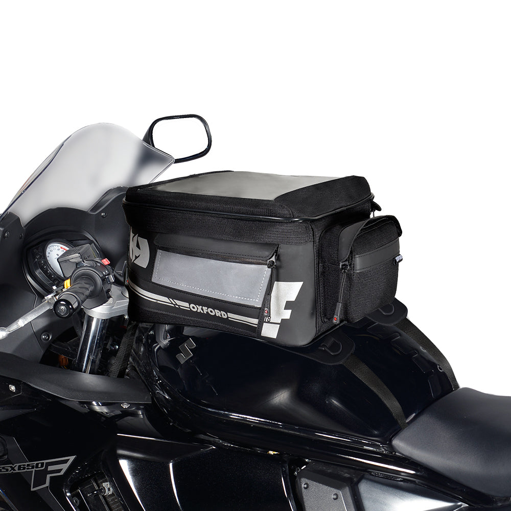 Oxford OL443 F1 Small Motorcycle Motorbike Tank Bag Strap On Luggage 18L Black